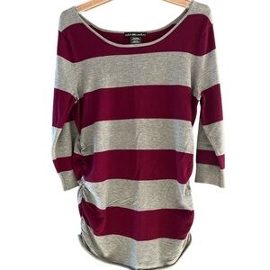 United States Sweaters ruched gray and wine color stripes size L boat neck